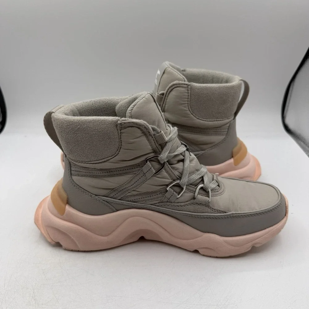 Sorel Kinetic RNEGD Caribou Shoes Womens 7.5 Grey/Pink Waterproof Boots Sneakers